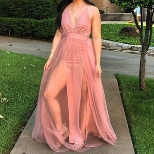 Forever 21 blush formal slit dress